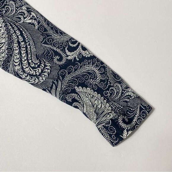 Talbots 100% Cotton Navy Blue Paisley Button Up Tunic Blouse Women's Size XL - Picture 5 of 16